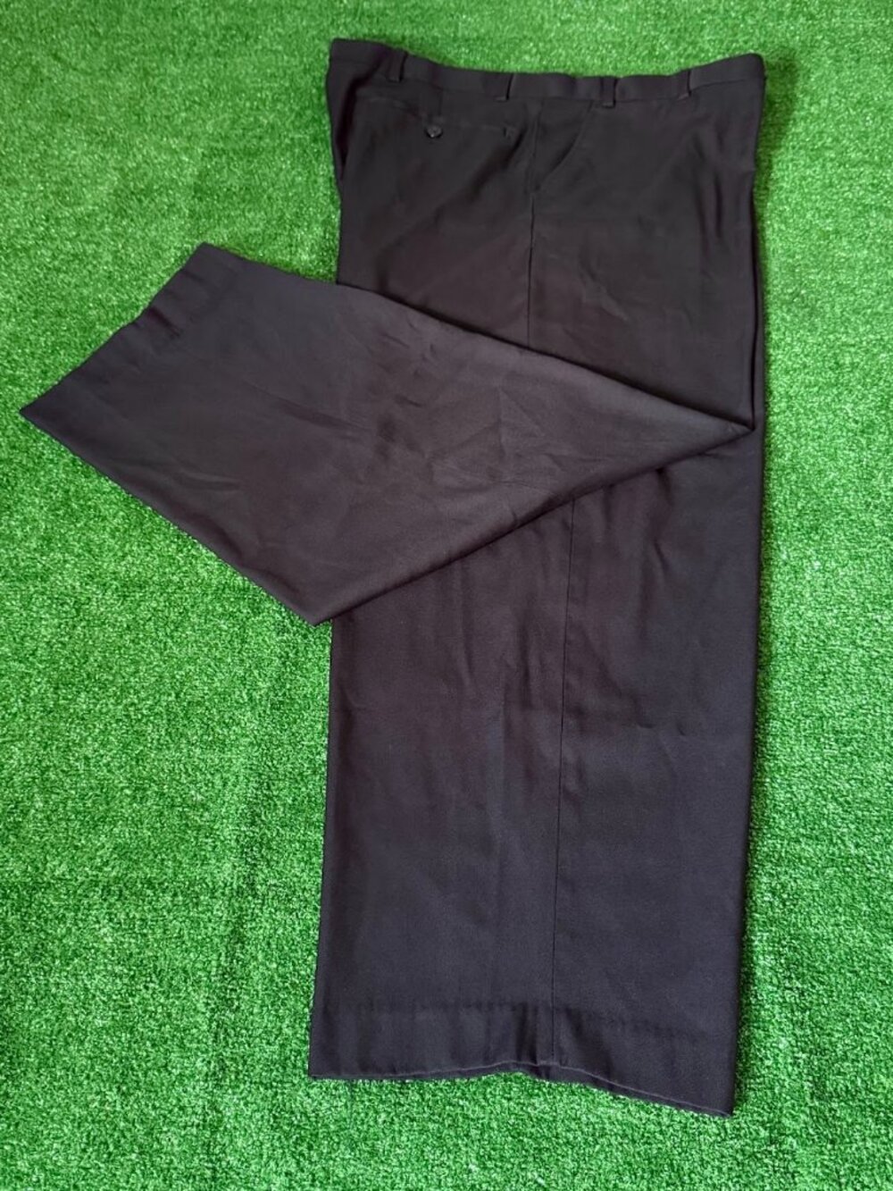 George Flat Front Straight Leg Black Comfort Dress Pants Casual Slacks Sz 44x30